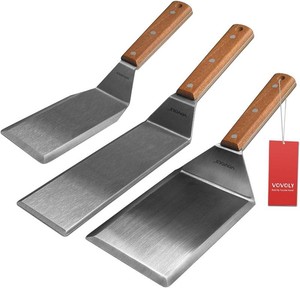 $21 Stainless Steel Spatula Set, Grill Spatula Set with Full Tang Handle & Beveled Edges, Long Wide Spatula for Cast Iron Griddle BBQ Flat Top Grill, Pancake Turner, Smash Burgers Metal Flipper