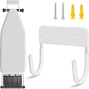 Ironing Board Hanger Wall Mount, Metal Iron Board Wall Mount  White  For Laundry Rooms & Utility Rooms