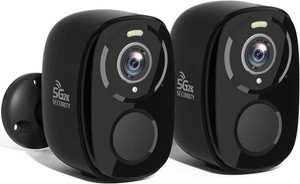$54 Rraycom 2Pack 5G2.4G WiFi Security Cameras Wireless Outdoor, 2K QHD Video  Battery Powered, AI Motion Detection, Color Night Vision, Siren, 2-Way-Audio, WorksAlexa,Waterproof for Home Security