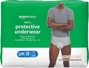 Amazon Basics Incontinence Underwear for Men, Maximum Absorbency, SmallMedium 19 Pack