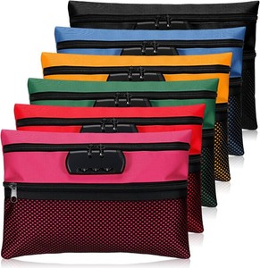 $25 Dansydaisy 6 Pcs Money Bag with Lock Bank Bag with Zipper Double Layer Locking Accessories Pouch 11.02 x 7.87 Inches Lockable Cash Storage Pouch for Cash Passports Notary Supplies(Colorful)