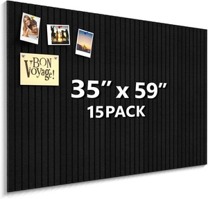 $26 Enayplon Black Felt Board 59 x 36, Large Cork Board for Wall, Felt Wall Tiles 15 Pack, Bulletin Boards for Office, Home, Wall Decor, Pin Boards for Walls