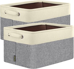 $22 BALEINE 2 Pack Fabric Closet Storage Bins for Shelves, Linen Closet Organizers and Storage, Decorative Baskets for Organizing, Shelf, Clothes, Home, Office (Grey, 15x11x9.5)