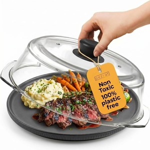 $28 Bezrat Microwave Tall Glass Plate Cover  Splatter Guard Lid with Easy Grip Silicone Handle Knob  100% Food Grade  BPA Free and Dishwasher Safe  10 Inch (Black-)