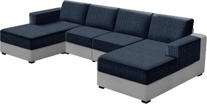 $100 UNBBRRL 10 Pieces Stretch Sofa Cushion Covers for U-Shaped Modular Sectional Couch with 4 Seats4 Backs2 Arms, Upholstered Covers for Sofa Bed with Deep Double Chaise (Denim Blue,10 Pieces Set) (missing pieces)