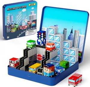 $32 City Traffic Magnetic Blocks Set Fully Encased Magnets Non-Toxic  Child-Safe STEM Toys & Choking-Proof Travel Learning Gift for Ages 3-8 CarAirplane Toddler Toy Birthday