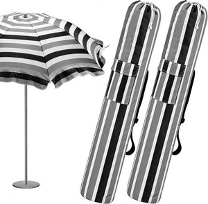 $22 Teenyyou 2 Pcs Beach Umbrella Storage Bag Foldable Waterproof Beach Bag for Umbrellas with Wide Padded Shoulder Strap & Molded Carry Handle Summer Stripe Patio Storage Carrying Covers(Black and Gray)