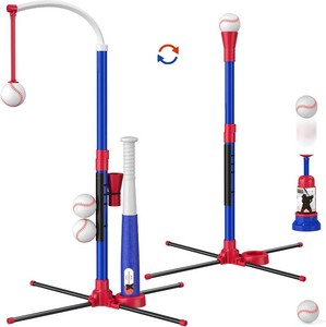 $30 3-in-1 Baseball Set for Kids with Auto Pitching Machine  Tee Ball Stand, Hanging Tee, Ball Launcher and 6 Softballs - Adjustable Height, IndoorOutdoor Sport Gifts for Boys Girls
