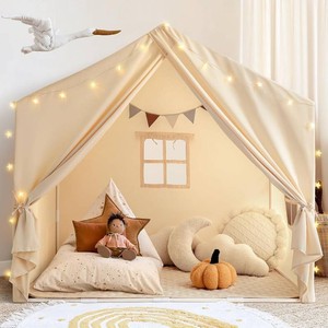 $50 Razee Kids Play Tent with Padded Mat, Indoor Playhouse Tent for Toddlers  Large Kids Tent Indoor Playhouse, Play House Tent Princess Play Cottage for Girls Toy House Birthday Gift - Beige
