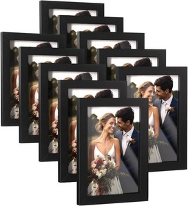HappyHapi 4x6 Picture Frame Set of 10, Wall or Tabletop Display, Black  Black Picture Frames 4x6 Display Photos 3.5x5 with Mat or 4x6 without, Gallery Wall Frame Set, Modern Classic Home Decor