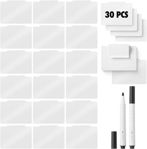 Mr. Pen- Basket Labels Clip On Set  30 pcs Clip On Labels for Storage Bins with 2 Black Markers, Basket Tags, Easy to Clean Missing Markers