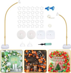 $25 Bazen Balloon Arch Stand Kits Gold 8.2FT&5FT Half Arch Backdrop Stand  Balloon Arch Frame for Wedding,Party,Baby Shower, Birthday, Reusable Bending Balloon Arch Stand With Base. Missing Parts of stand