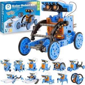 $20 Sillbird Solar Building Robot Kit 12-in-1 STEM Gift for Boys Ages 8-13  Sun or Battery Powered, DIY Educational Birthday Presents, Buildable Learning Set, Science Toys for Kids, 196 Pieces