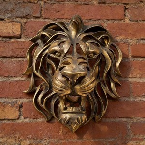 $25 Hollow Lion Head Wall Mount 7.48 Lion Head Wall Decor Gold Animal Wall Art  Resin Animal Head Wall Hanging Rustic 3D Lion Head Wall Sculpture Fake Animal Head Mount Art for Hallway Living Room Kitchen