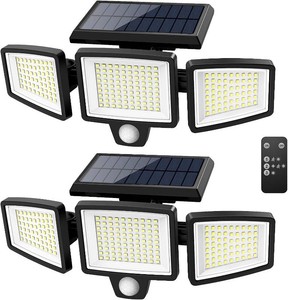 $26 Tuffenough Solar Outdoor Lights 2500LM 210 LED Security Lights with Remote Control,3 Heads Motion Sensor Lights, IP65 Waterproof,270  Wide Angle Flood Wall Lights with 3 Modes(2 Packs) Missing 1 Wall Mount