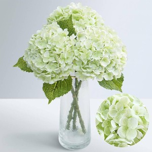 $22 21 Real Touch Hydrangea Artificial Flowers with Long Stem & Leaves, Full Latex Faux Hydrangea Flowers for Home Decor Party Floral Arrangements Wedding Bouquets Centerpieces, Green 3Pcs
