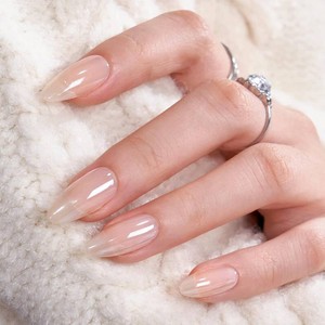 BTArtbox Press On Nails, Glazed Donut, Medium Almond, Chrome Nude, 32Ct  2 Weeks Wear, Salon-Quality Natural Nails, 10-Minute Easy Daily Application, Fast Removal, 16 Sizes, All-in-One Complete Kit