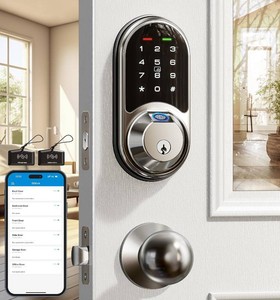 $80 Veise RZ07C Fingerprint Smart Locks Deadbolt 2 Knobs Set, Satin Nickel  App Control, Touchscreen, 2 Fobs, Auto Lock, Remote eKey Sharing, Manage User and Web Portal, IP54 Waterproof, for Front Door
