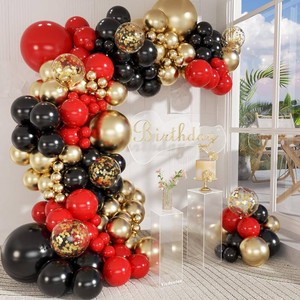 147pcs Red Black Gold Balloons Arch kit with Red Black and Gold Balloons  Anniversary Casino Night, Hollywood New Years Movie Night Birthday Decorations