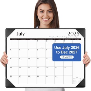 $22 Gannyfer Desk Calendar 2026-2027 with Desktop Mat, Simplified Large 22 x 17 Desktop Pad Calendar, 18 Month Desk Calendar 2026, Use July 2026 to Dec 2027, Office Supplies Perfect for Home School and Office - Black Calendar is actually January 2026 to