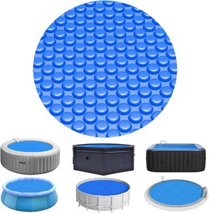 $46 Evoio Bubble Solar Pool Cover 8 ft Round for Above Ground Inground Pools  Solar Bubble Wrap Covers for Hot Tub Spa Thermal Heating, 12 Mil Circle Blue Floating Blanket