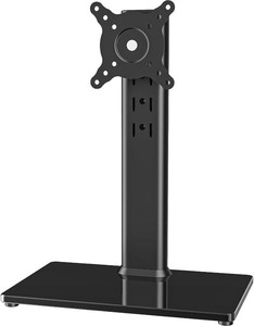 $22 Single LCD Computer Monitor Free-Standing Desk Stand Mount Riser for 13 inch to 32 inch screen with Swivel, Height Adjustable, Rotation, Vesa Base Stand Holds One (1) Screen up to 77Lbs(HT05B-001))