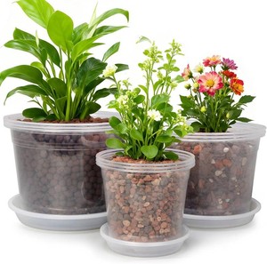 $29 6810 Inch Large Size Clear Nursery Pots with Drainage and Saucers, 9 Pack Plastic Plant Pots for Seedling Starter, Durable Plastic Pots for Indoors
