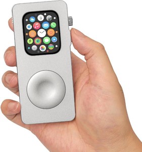 $50 Aluminum Alloy Case for Apple Watch 49mm 44mm 45 46 42 40 41mm-Turn Your Apple Watch into a Smartphone,Retro iPod Style Metal Protective Cover with Click Wheel (Silver, 46mm - Series 1110)