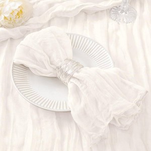 DeZerlor Ivory White Washable Cheesecloth Napkins Set of 12 for Party  Reusable Summer Cloth Napkins Bulk, for Wedding Bridal Baby Shower Dinner Cocktail Birthday Home, 21x21 Inches
