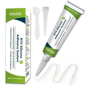 SHIELDOM RTV Silicone Adhesive Sealant 100% Silicone Sealer All-Purpose Caulk Waterproof Stronger Adhesion, Shrink & Crack Proof Caulking for Car, Kitchen, Window, Bathroom, Door (Clear, 3.4 Fl. Oz.)