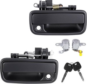 Exterior Door Handle Set wLock Cylinders & Keys, Front Driver & Passenger Compatible with Toyota Vehicle 1995-2004 Tacoma, Textured Black Replace# 69220-35020, 69210-35020, 79345, 79344, TO131011