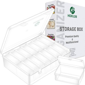 15pcs Bead Organizer Boxes, Medium Clear Plastic Storage Containers with Labels, Large Craft Case Ideal for Big Beads, Jewelry, Diamonds, Bracelets Making, Screws, Sewing, Mini Tools and Small Parts
