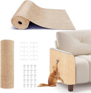 $24 78.7X15.8 Cat Scratching Mat, Self-Adhesive Cat Scratch Carpet, DIY Cats Scratch Furniture Protector for Couch, Sofa, Wall & Door, Durable Furniture Guards Couch Scratcher from Cats Claws (Beige)