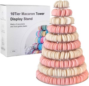 $29 10 Tiers Macaroon Tower Stand Round Macaron Tower Cake Display Rack  Plastic Cupcake Stand Macarons Desserts Serving Tray for Birthday Wedding Party Decor
