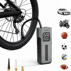 $30 HYVOHEX 150 PS Portable Bike Pump for Tire Inflator Electric Air Compressor  1 Min Fast Inflation with Digital Pressure Gauge & LED Light, Fit for Car, Motorcycle, Bicycle Tires and Sports Balls