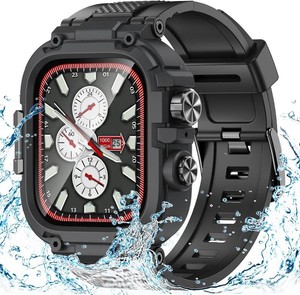 $24 Goton Rugged Sport Band with Case for Apple Watch 44mm 45mm 46mm 49mm  Built-in 9H Glass Screen Protector, Water-Resistant Heavy Duty Shockproof TPU  Hard PC Cover Strap for iWatch