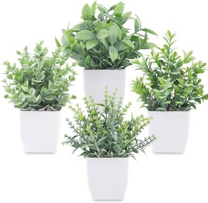Der Rose 4 Pack 7 Mini Fake Plants, Artificial Plants for Bathroom Decor  Frosted eucalyptus look, easy-care artificial greenery, for desk shelf windowsill office tabletop dorm and classroom decor