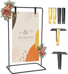 $30 Wedding Welcome Sign Heavy Duty Black Easel Stand With 4 Leather Strap  68x31x 20 Welcome to Our Wedding Sign Holder, Metal Floor Standing Easels for Valentines Day, Signs, Poster