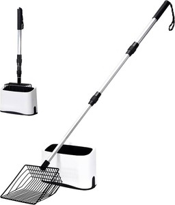 $26 Metal Cat Litter Scoop with Holder, 43 Extendable Long Handle Cat Scooper for Litter Box, Solid & Durable, Deep Shovel for Fast Sifting, Large Pet Pooper Scooper for KittyOutside Dog Poop