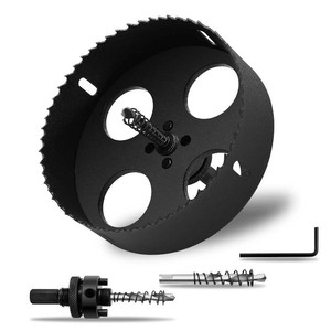 $28 7.2  185mm Hole Saws with Heavy Duty Arbor HSS Bi-Metal Hole Cutter  Drill Bit for Wood Cornhole Boards Plastic Drywall Metal Fiberboard(Black)