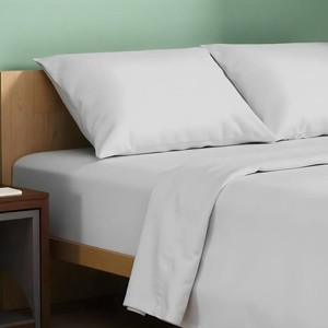 $25 TEXAS LINEN CO. 100% Organic Cotton Percale Sheet Twin XL Size - 3 Piece Twin XL Percale Sheet Set, 16 Deep Pocket Twin XL Percale Sheets, Soft Cooling Sheets, Dorm Room Sheets Twin XL - Light Grey
