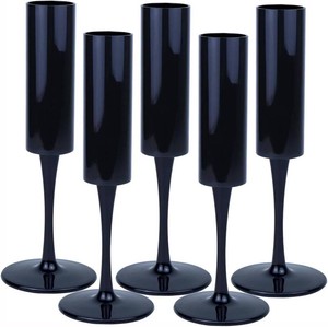 $21 12 Pcs Black Acrylic Champagne Flutes, 6 OZ Halloween Party Glasses  Tall Stemmed Plastic Glasses, Unbreakable Goblet Glasses for Wedding, Anniversary, Christmas, Birthday Party and Events
