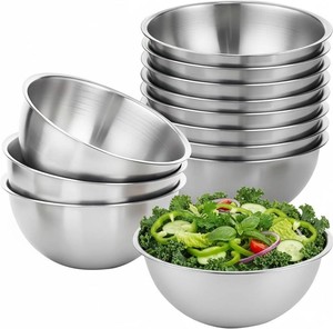 $36 12 Pcs 304 Stainless Steel Mixing Bowls with Graduations, Metal Serving Salad Bowls, Reusable Baking Food Storage Containers for Baking, Cooking, Making Salads, Soups, Ice Cream, Noodles, cereal