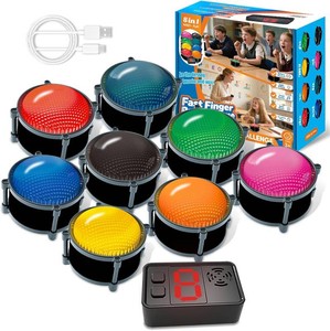 $80 Wireless Buzzers System for Game Show, Family Feud Buzzer with Light, Show Who Buzzed First, 4 Modes, 165ft Distance, Rechargeable Answer Buzzers for Trivia Games, Classroom, Jeopardy, Quizzes Party