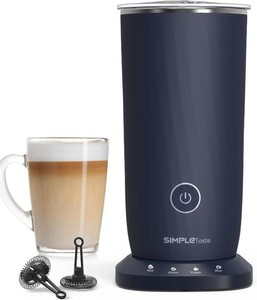 $40 SIMPLETASTE Milk Frother, 4-in-1 Electric Automatic Milk Steamer, Dark Blue  Warm and Cold Foam Maker and Milk Warmer for Latte, Cappuccino, Macchiato, Hot Chocolate