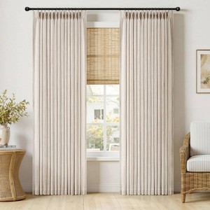 $57 MIULEE Pinch Pleated Linen Curtains 90 Inches Long 2 Panels Cream Ivory  Living Room Bedroom,Linen Textured Memory Trained Pleat Drapes Back Tab Light Filtering, Window Curtains with Hooks