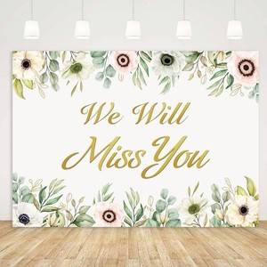 We Will Miss You Backdrop Banner,White Farewell Party Decorations,Pink White Flowers Photography Background Farewell Anniversary Retirement Graduation Decorations Photo Supplies Props(7x5ft)