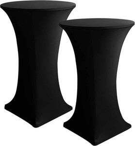 Spandex Black Cocktail Table Covers for 30-32 Inch High Top Pub 2 Pack  Fitted Stretch  Wrinkle Resisitant, Square Corners High Top Tablecloths, Round High Boy Table Cover For Outdoor Party,Bistro