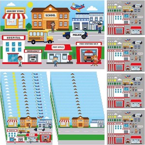 $24 Frienda Set of 24 Community Helpers Giant Sticker Scene Community Helpers Educational Learning Kit Career Sticker Set Toys for Preschool Classroom Bulletin Board Decorations Flash Cards Crafts