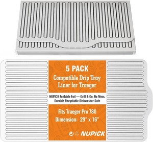 $20 NUPICK BAC520 Grill Drip Tray Liners for Traeger Pro 780  Grill Accessories for Traeger, Aluminum Disposable Drip Trays,Heat-Resistant Grill Accessory, 29in x 16in, 5 Pack